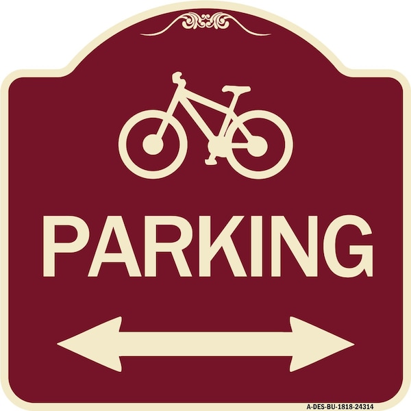 Bicycle Parking W/ Bidirectional Arrow Heavy-Gauge Aluminum Sign, 18" x 18", BU-1818-24314